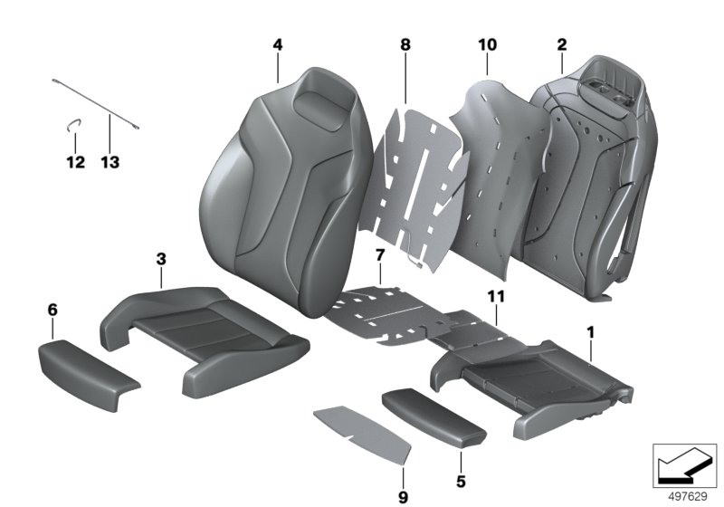 BMW 52-10-7-940-593 COVER, BACKREST, COMFORT, LE