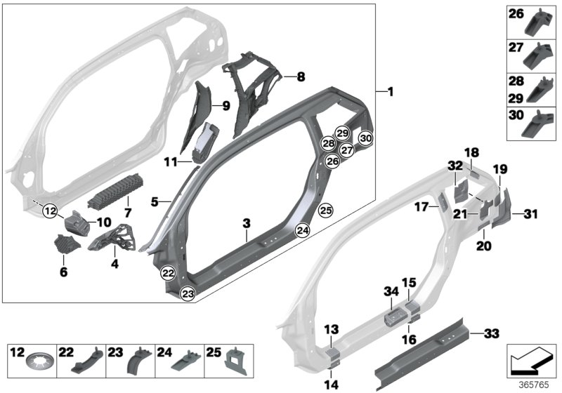 BMW 41-00-7-355-325 Holder, Side Sill, Rear Left