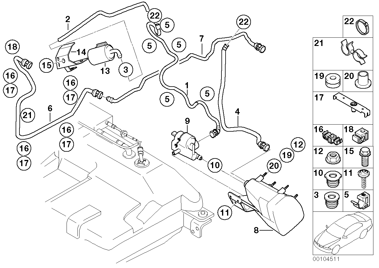 BMW 16-13-1-184-581 Vent Pipe, Dust Filter