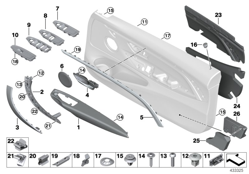 BMW 51-71-7-370-729 Crash Pad, Door, Left