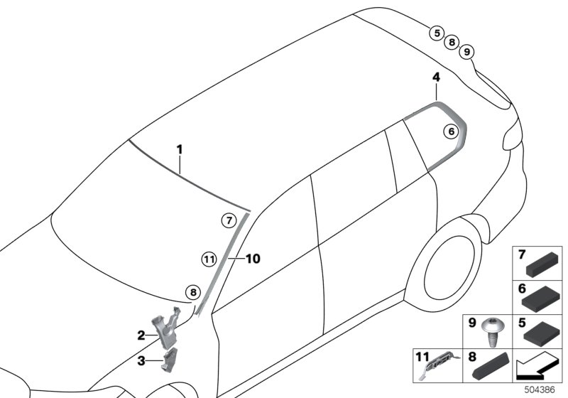 BMW 51-71-7-434-885 WATER DRAIN CHANNEL, UPPER L