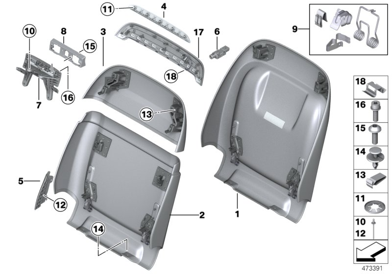 BMW 52-10-7-991-781 BACKREST TRIM MYRTLE