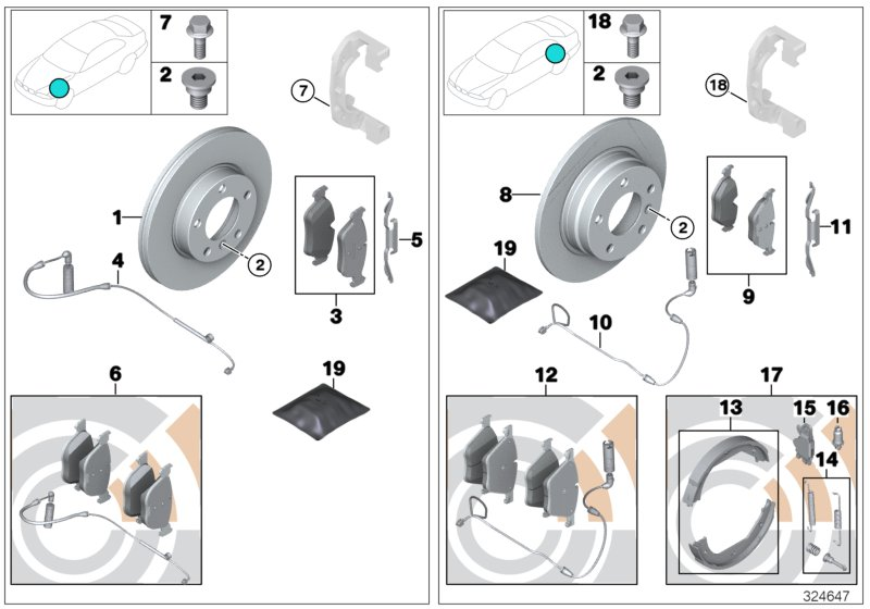 BMW 34-11-2-288-870 Set, Brake Pads, With Brake-Pad Sensor