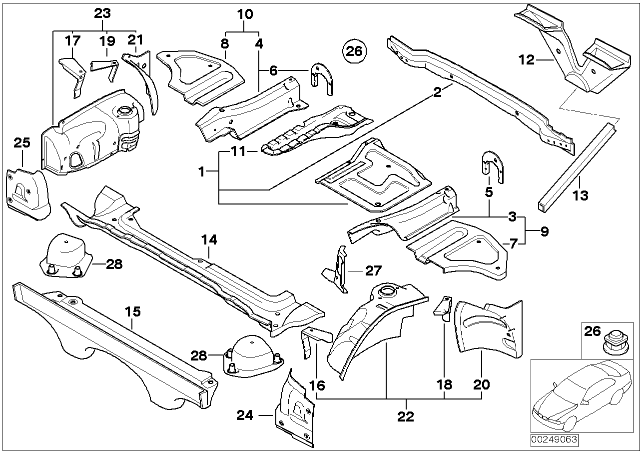 BMW 41-00-3-449-409 C-Pillar, Inner Bottom Left