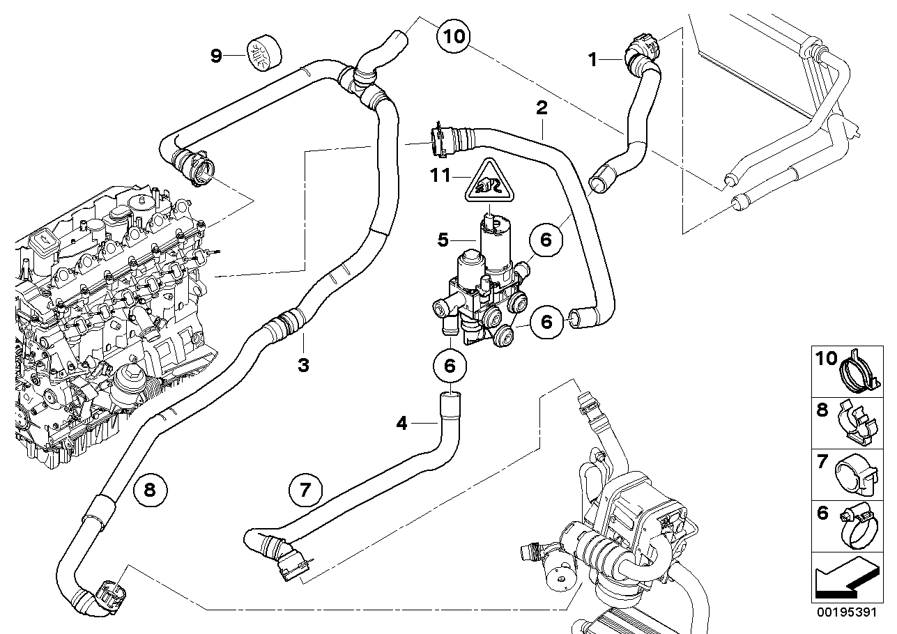 BMW 64-12-6-953-090 Hose For Radiator-Changeover Valve