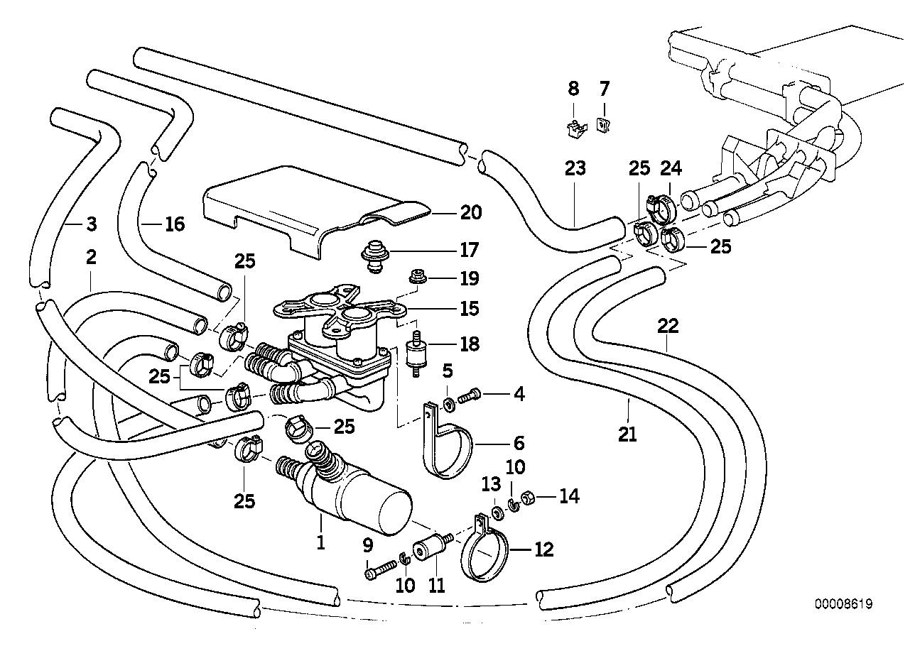 BMW 64-21-1-384-763 Hose Additional Water Pump/Water Valve