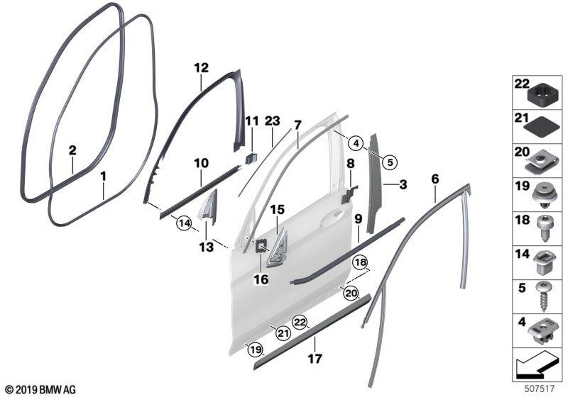BMW 51-33-7-410-303 END COVER, DOOR, FRONT LEFT