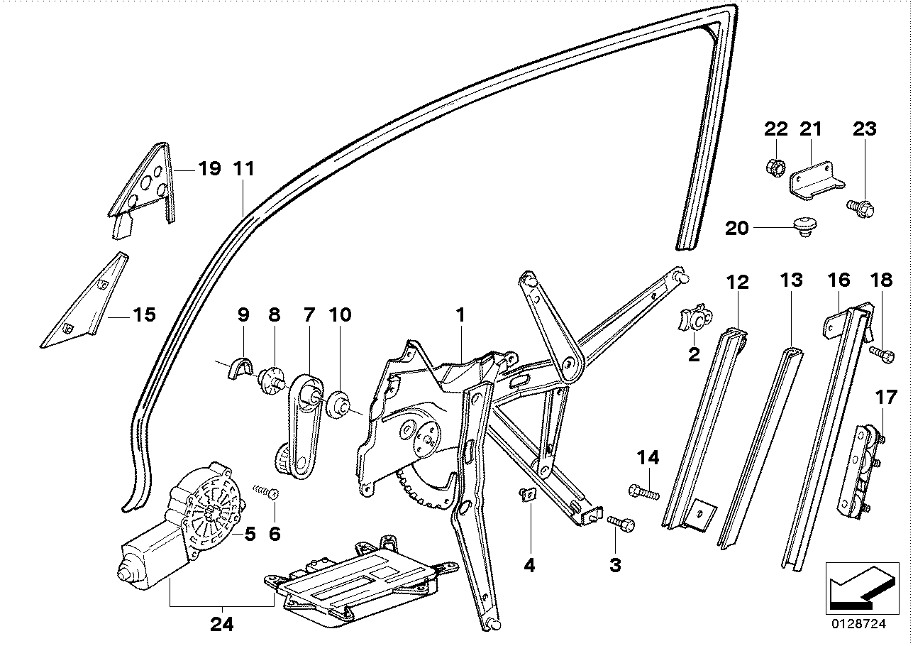 BMW 51-32-1-960-555 Window Guide Rail Left