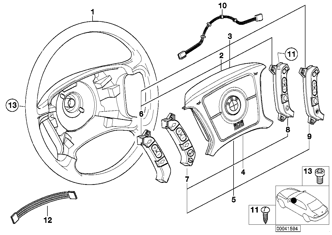 BMW 61-31-8-380-478 Adapter Wire For Steering Wheel Switch