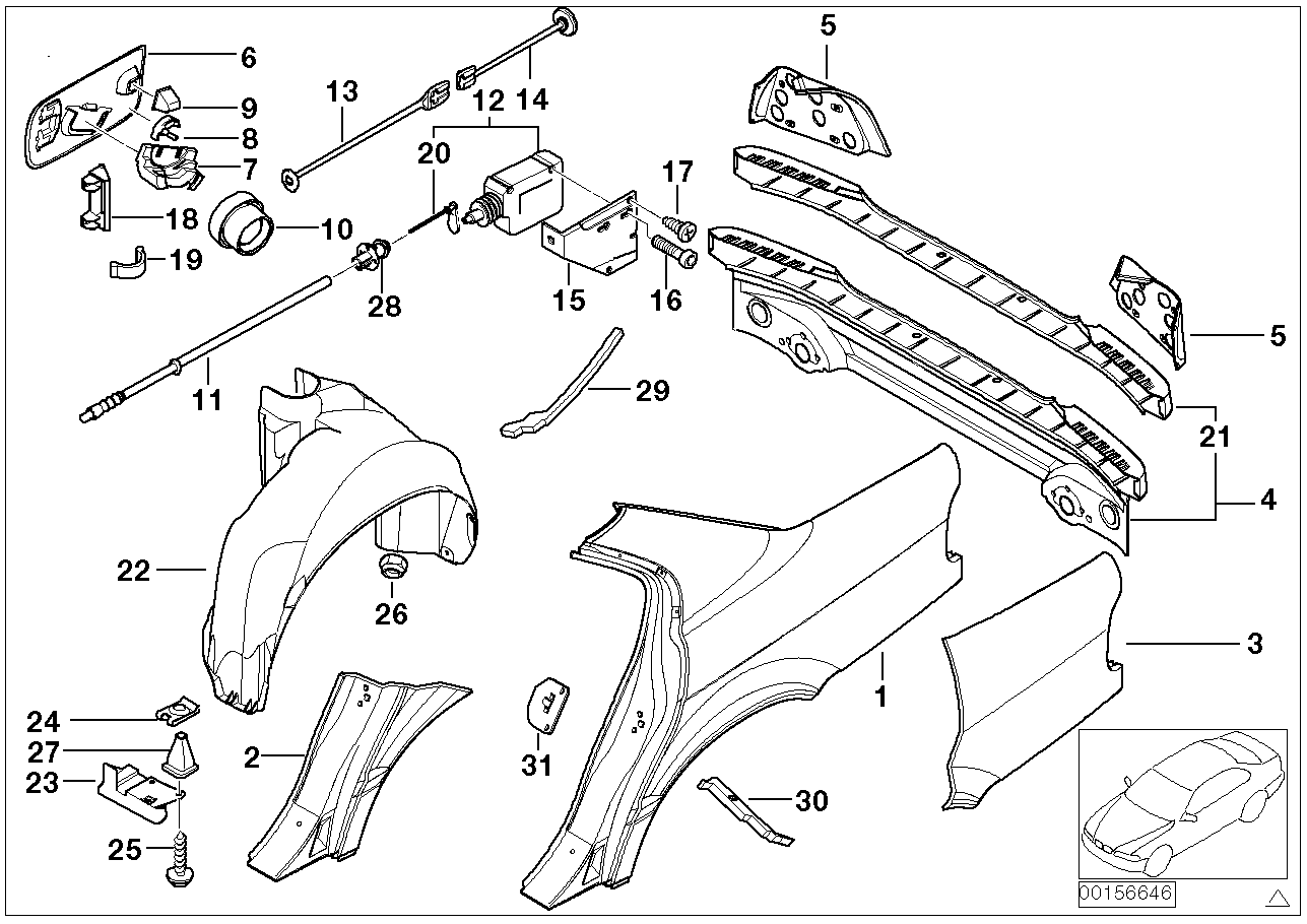 BMW 67-11-8-360-033 Fill-In Flap Locking Rod