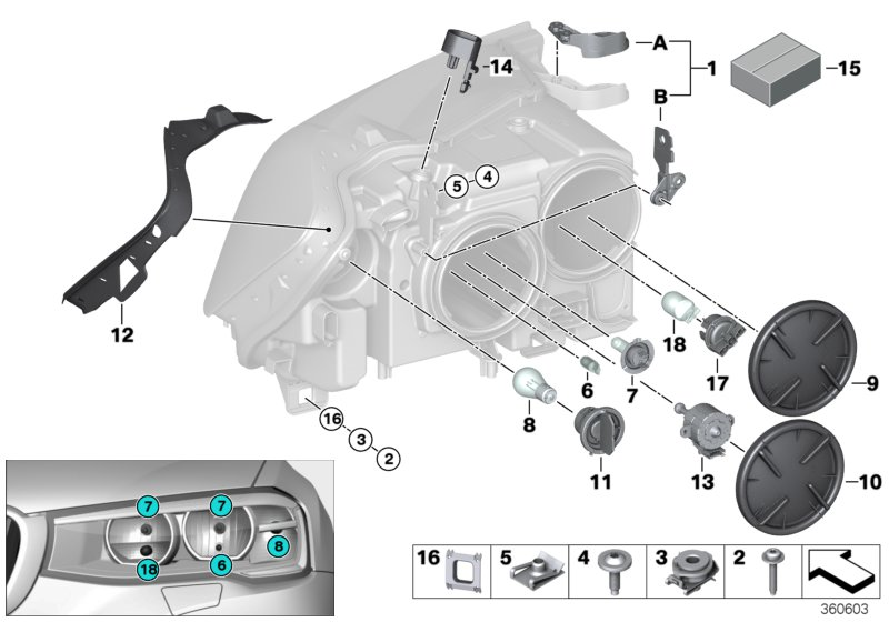 BMW 63-11-7-369-154 Headlight Cover