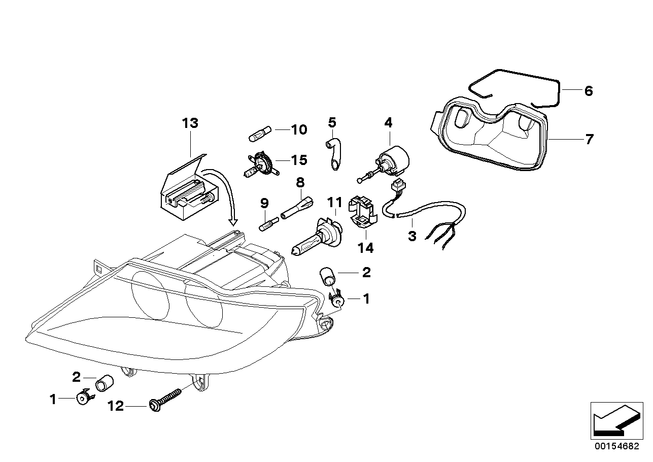 BMW 63-12-6-932-823 Repair Kit, Left Headlight
