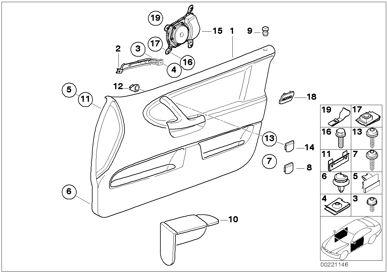 BMW 51-41-2-495-929 Door Trim Panel, Front Left