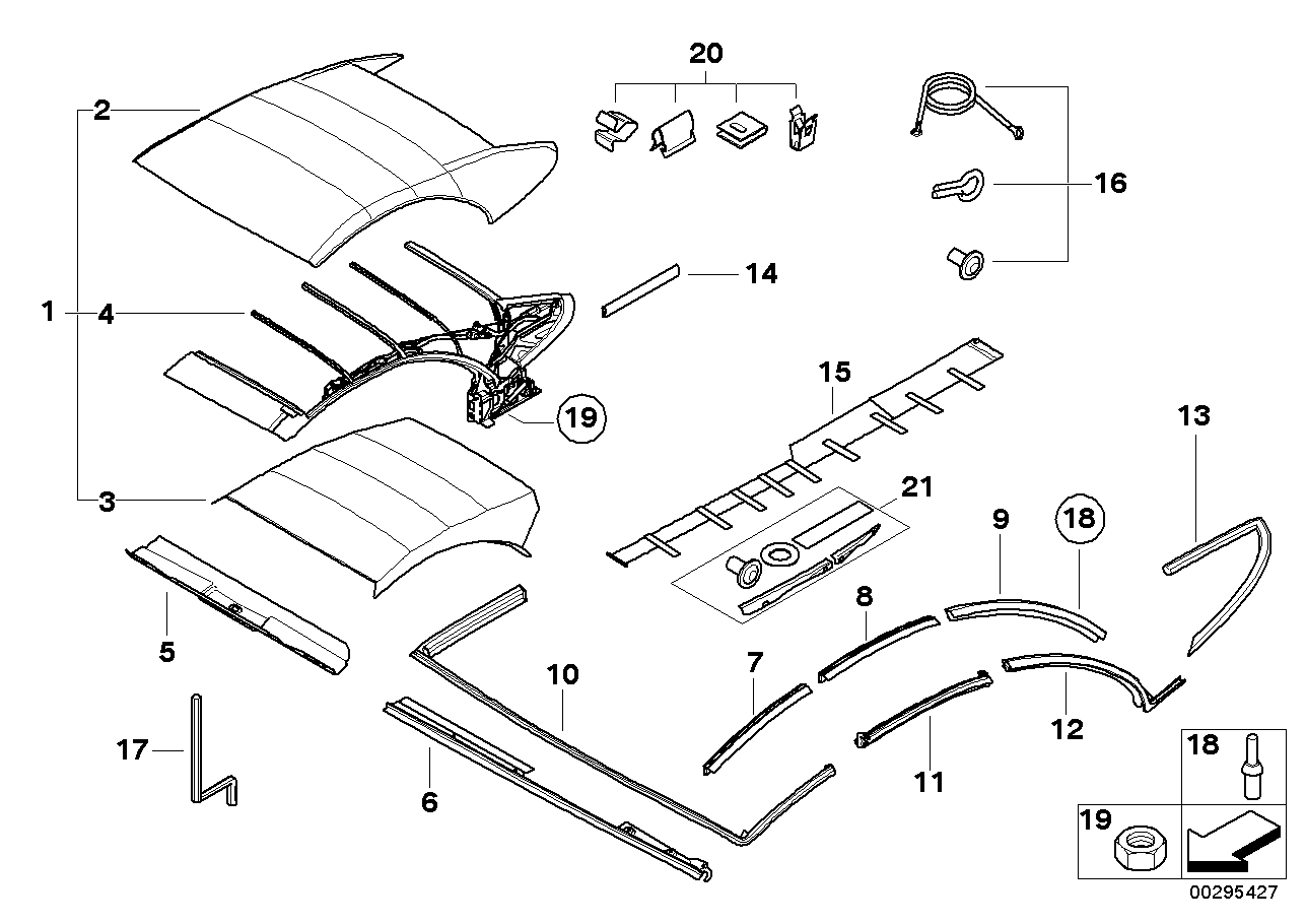 BMW 54-34-7-345-713 Repair Kit, Trims, Soft Top
