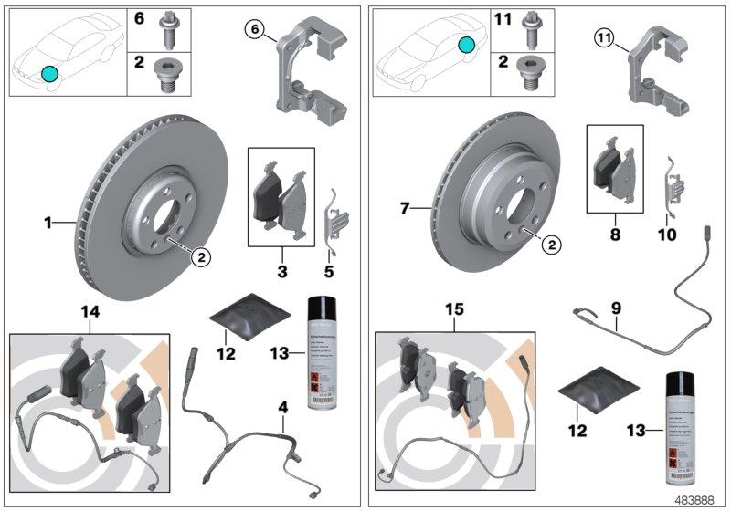 BMW 34-21-2-449-287 Set, Brake Pads, With Brake-Pad Sensor