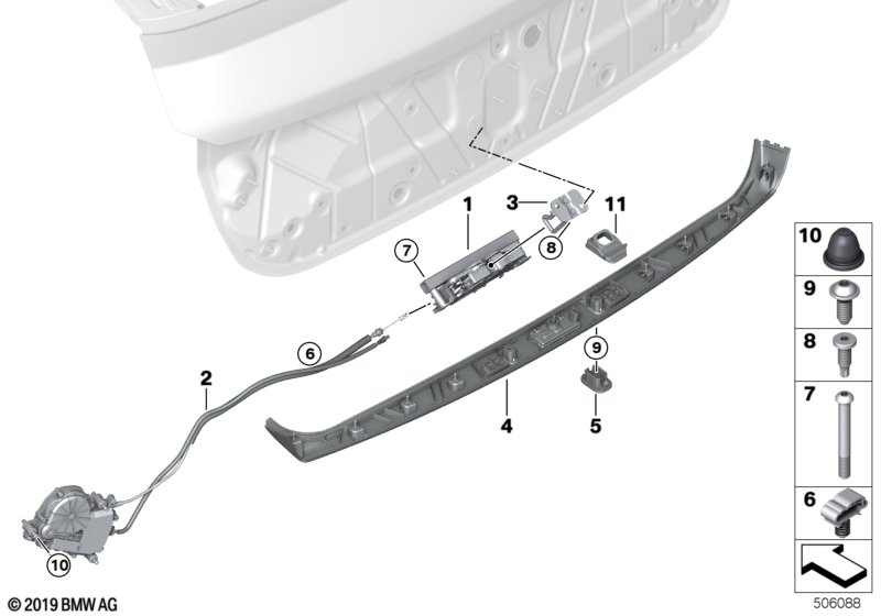 BMW 51-13-7-482-055 TAILGATE HANDLE STRIP WITH L