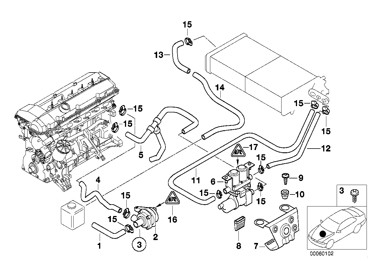 BMW 64-21-8-378-368 Hose For Engine Inlet And Water Valve