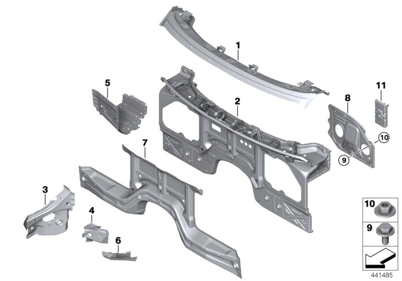 BMW 41-11-7-174-370 Cross Member, Splash Wall