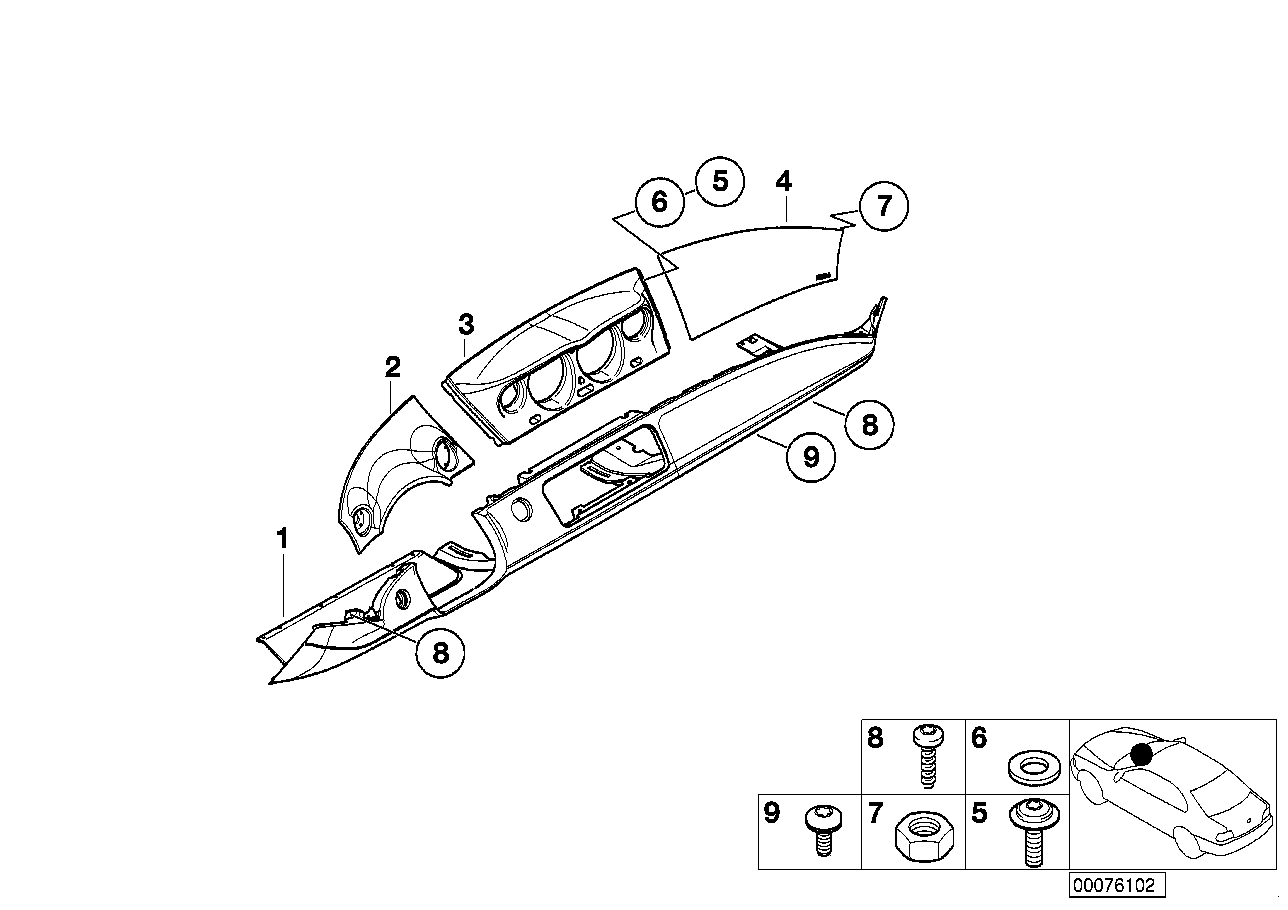 BMW 51-45-7-000-591 Airbag Dashboard Lid