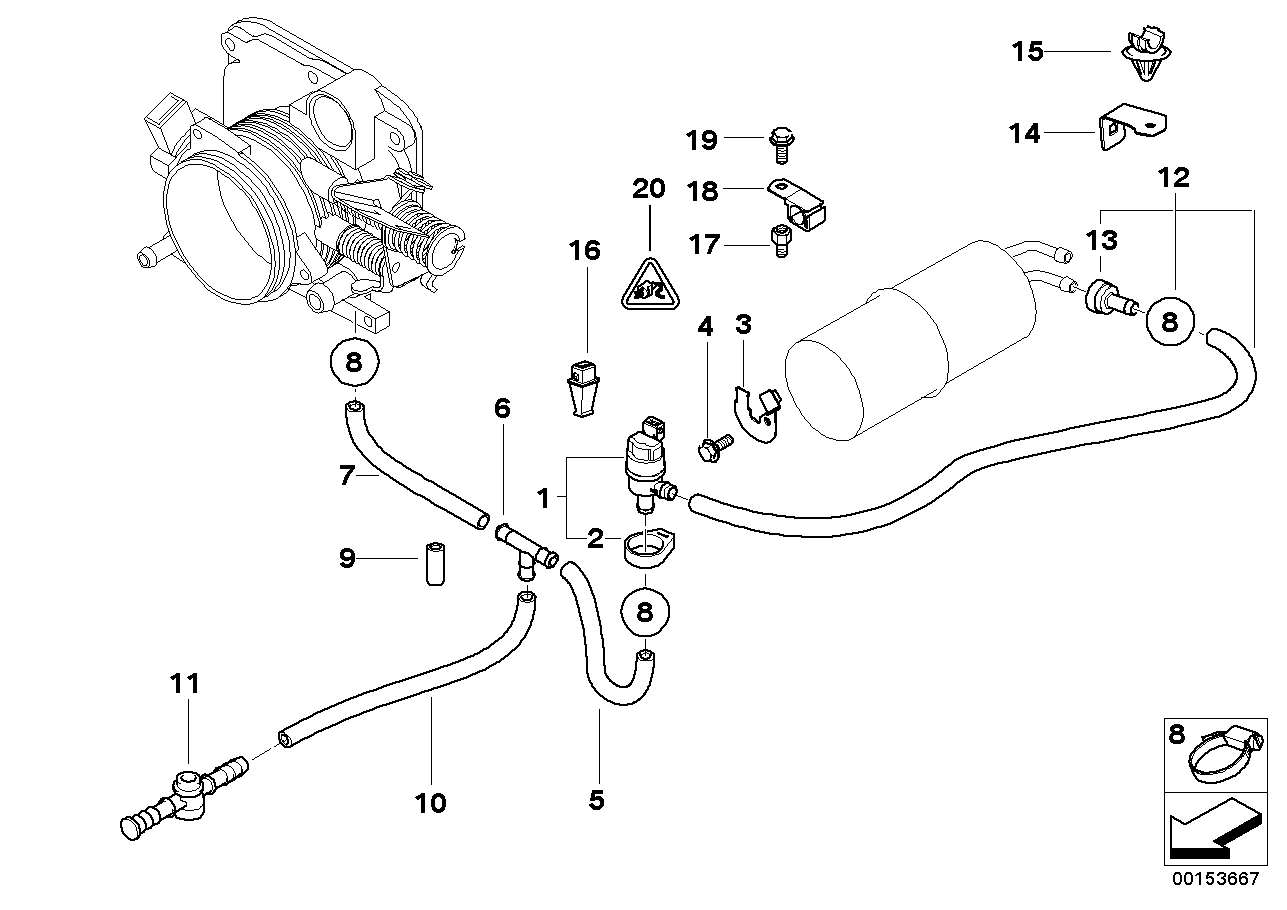 BMW 13-90-1-433-680 Bracket Ventilation Valve