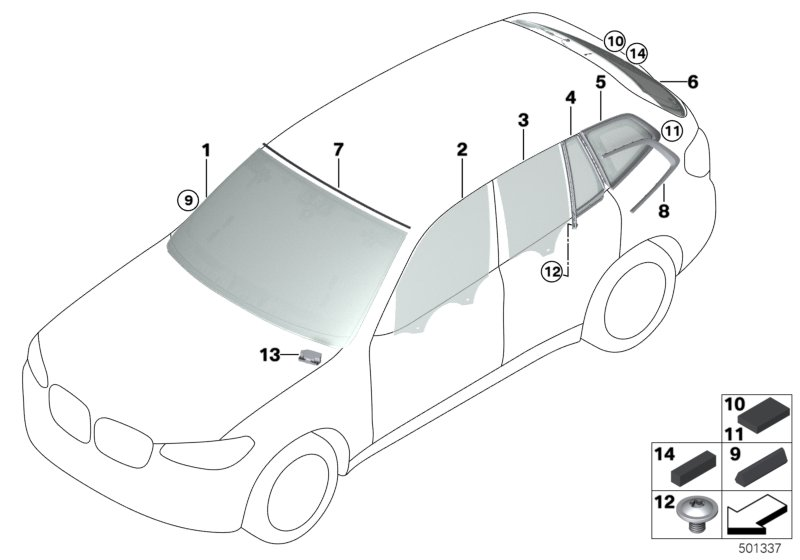 BMW 51-37-7-410-069 Finisher, Side Window, Rear Left