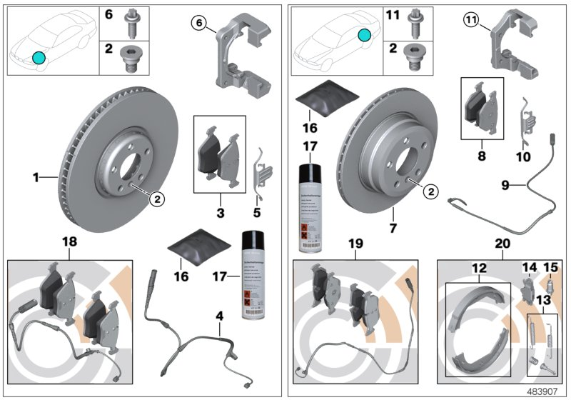 BMW 34-21-2-213-311 Service Kit, Repair Kit, Brake Shoes
