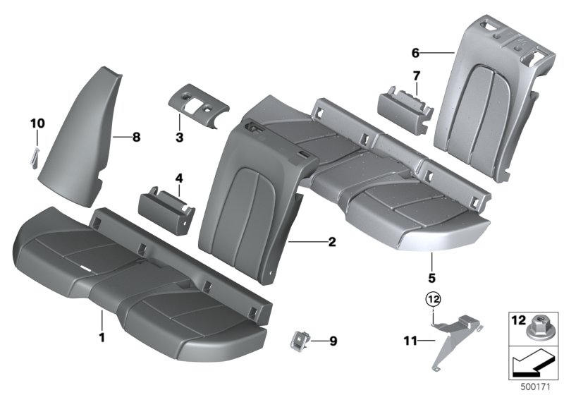 BMW 52-20-9-459-549 FOAM PAD, BASE SEAT