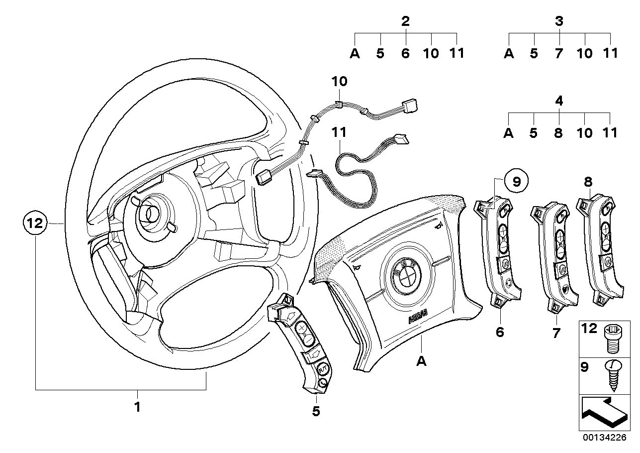 BMW 32-30-3-413-850 Airbag Module, Driver'S Side