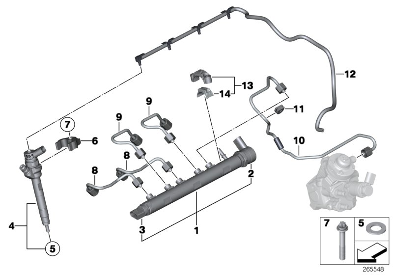 BMW 13-53-7-810-713 Pressure Hose Assy
