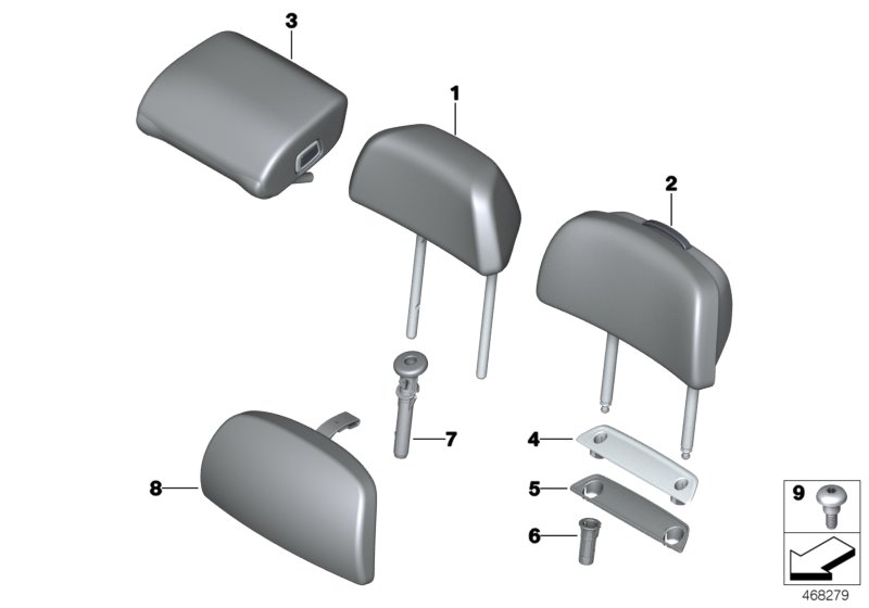 BMW 52-20-7-406-054 Headrest Comfort, Leather