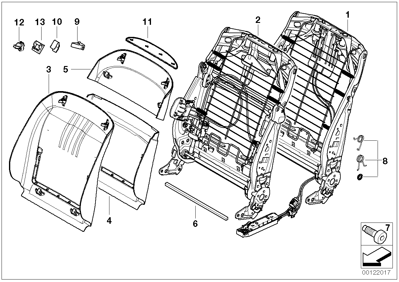 BMW 52-10-7-069-739 Backrest Frame Electrical. Fa