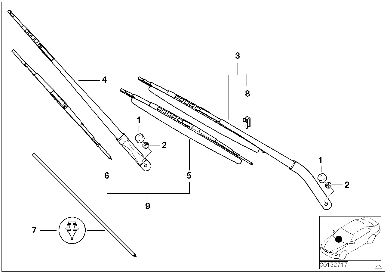 BMW 61-61-7-075-612 Right Passenger Windshield Wiper Arm