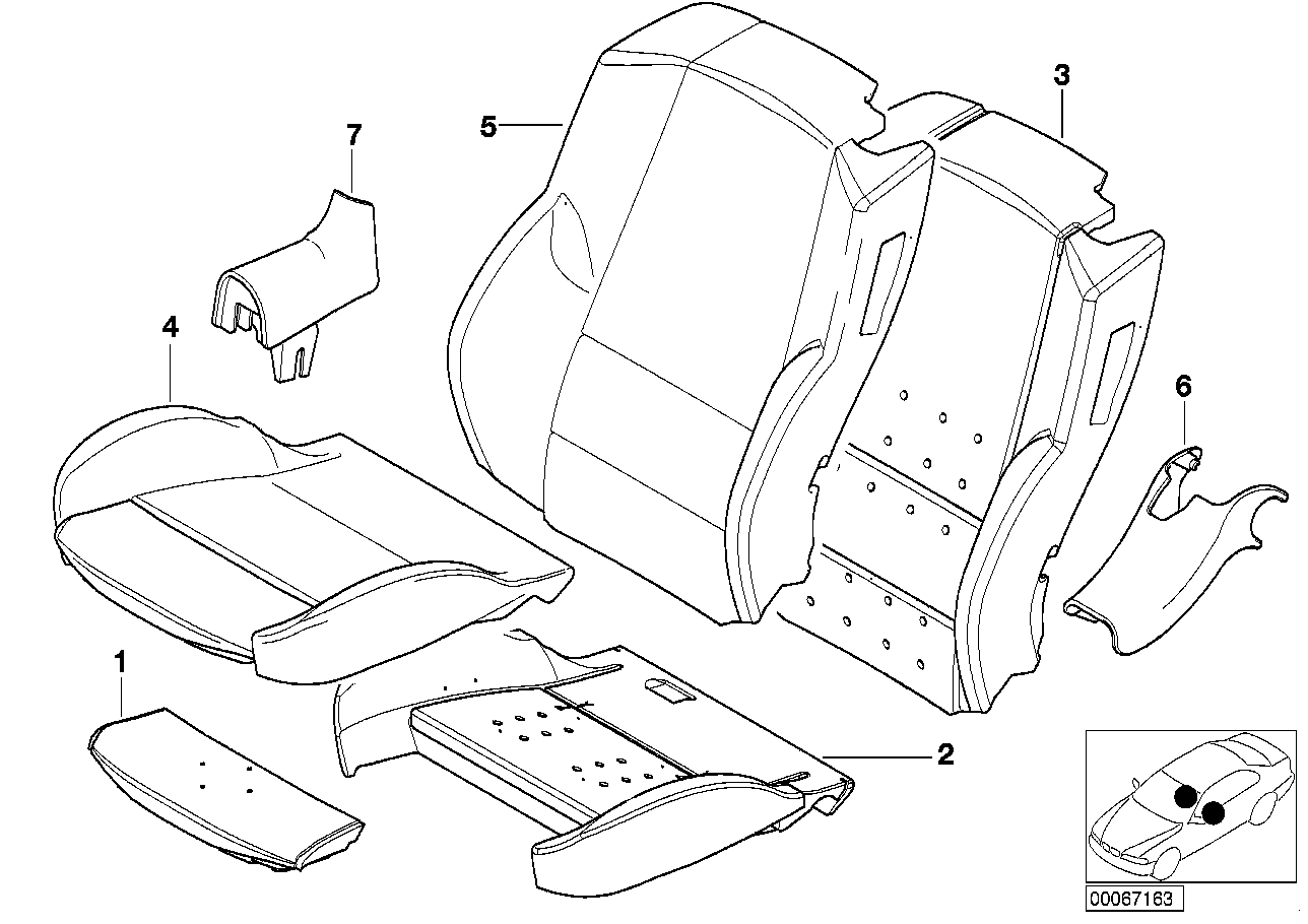 BMW 52-10-7-901-211 Cover Backrest, Leather, Left