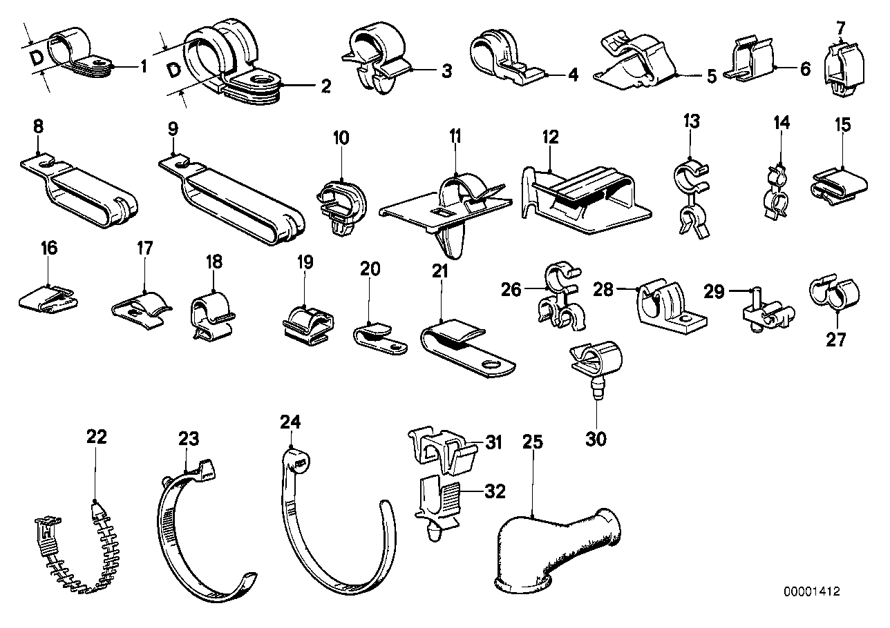 BMW 61-13-1-351-045 Cable Clamp
