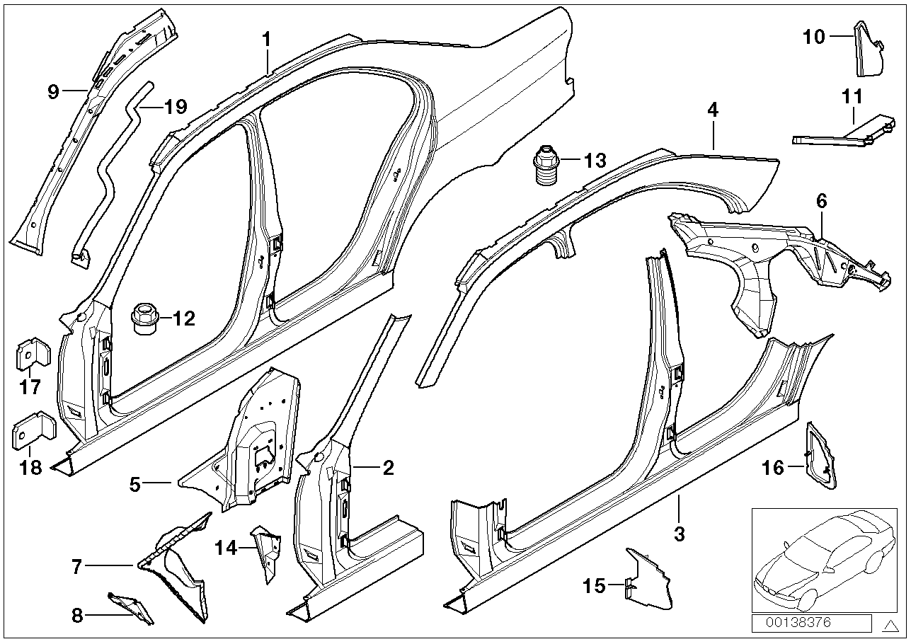 BMW 41-21-8-186-756 Bracket, Side Panel, Top