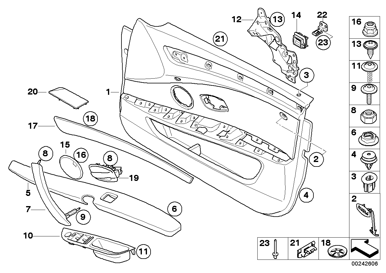 BMW 51-41-6-983-545 Door Trim Panel, Fabric, Front Left