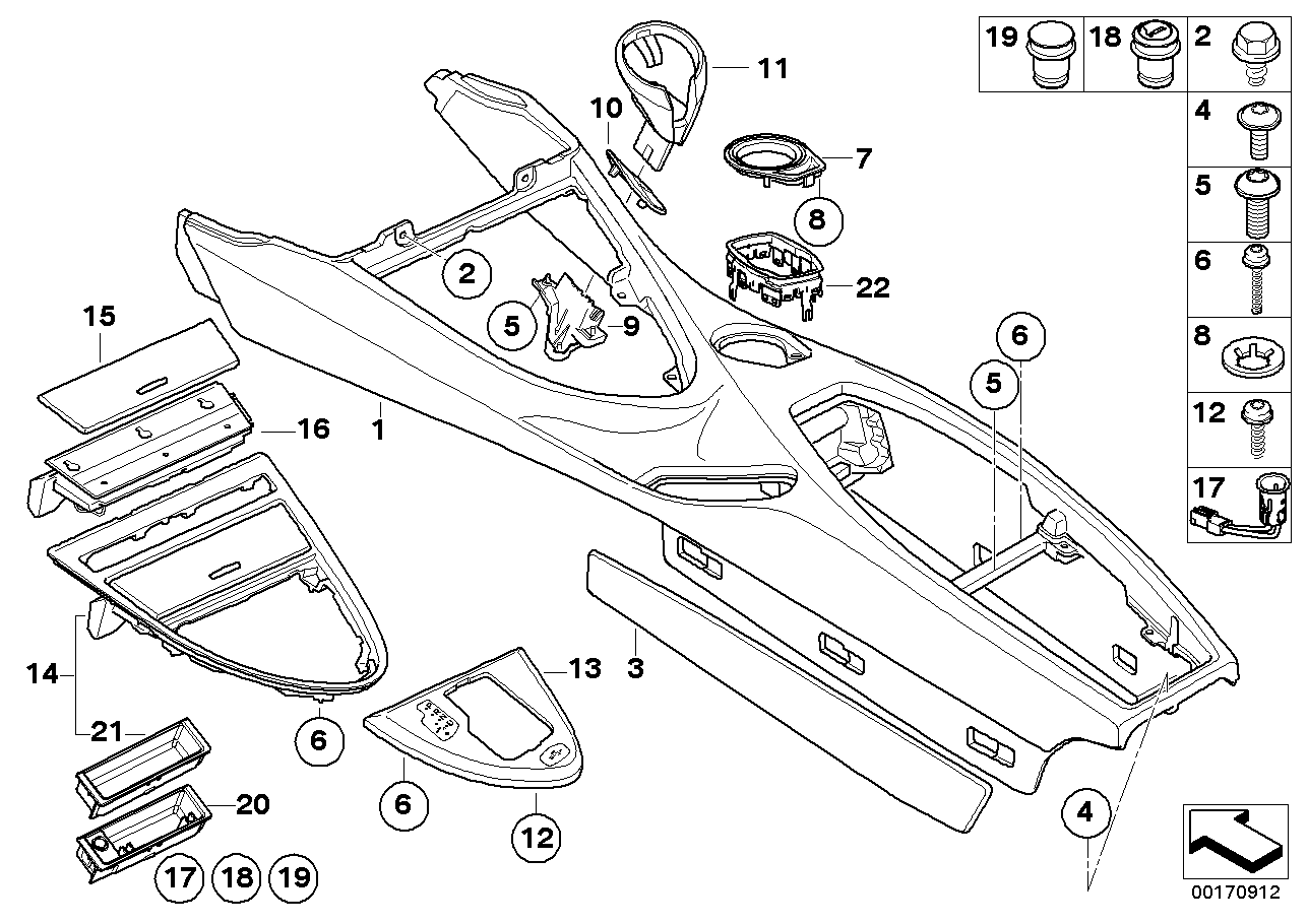 BMW 51-16-7-898-969 Centre Console Leather, Drink Holder