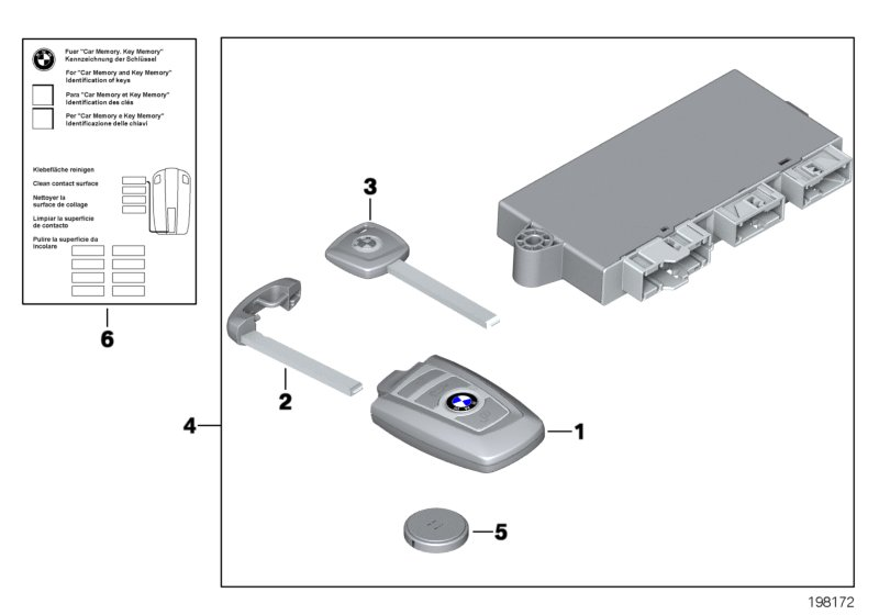 BMW 51-21-2-159-613 Set Of Keys With Cas Control Unit