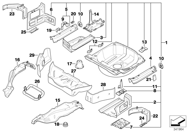 BMW 41-21-7-021-949 Support, Trunk Floor, Left