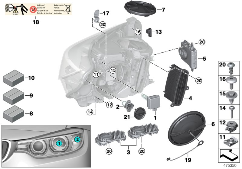 BMW 63-11-7-379-929 Set, Holder, Headlight