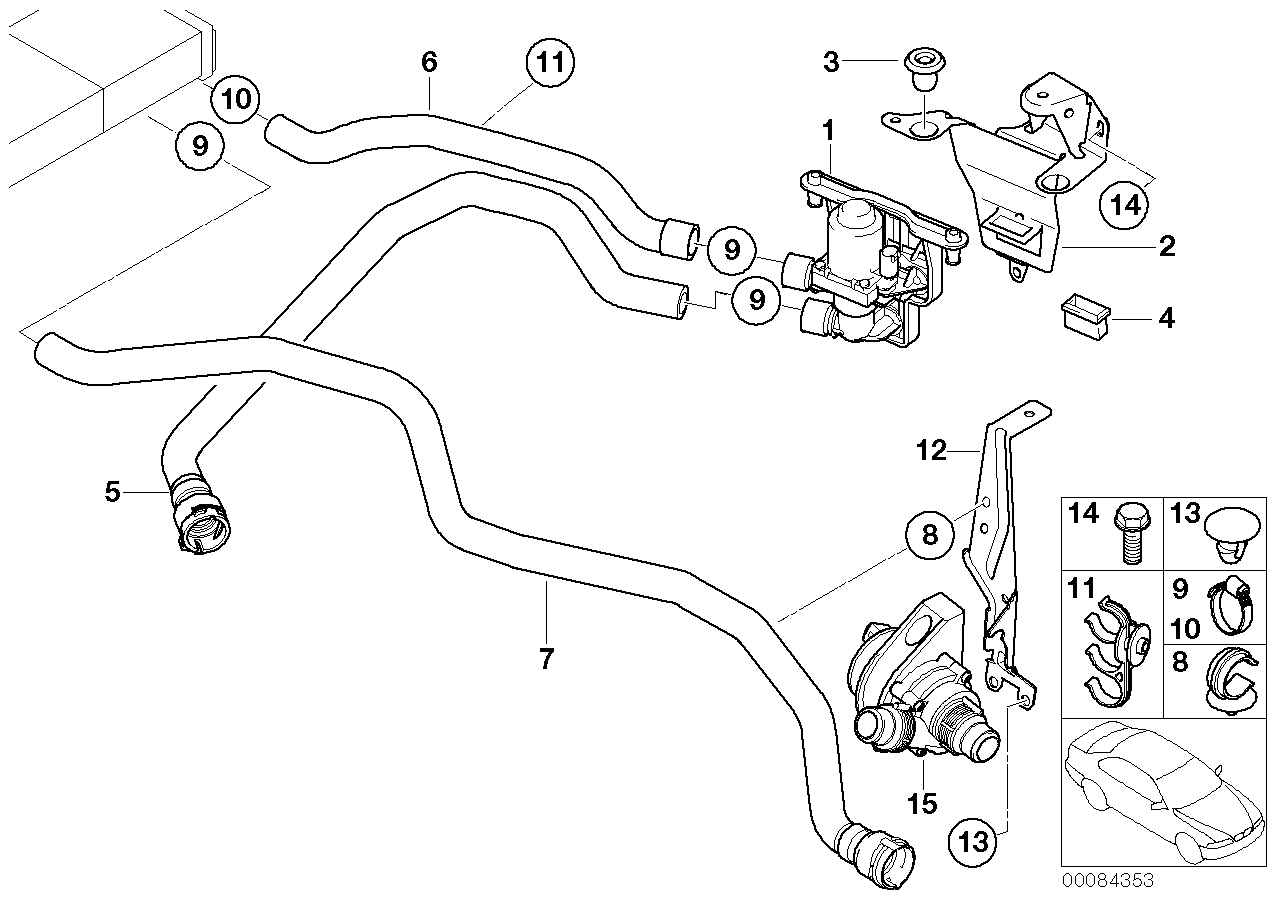 BMW 64-21-8-381-385 Hose For Water Valve And Radiator