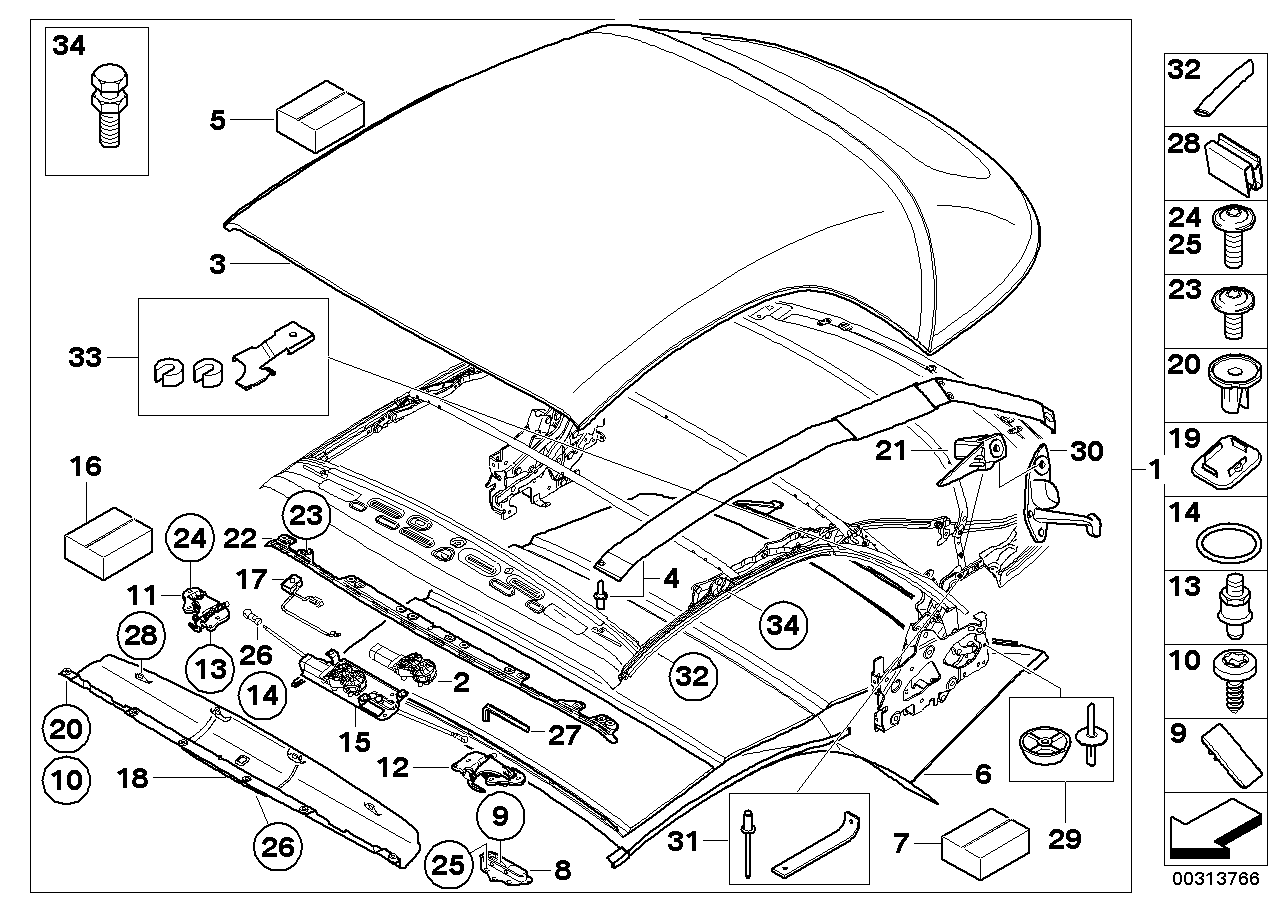 BMW 54-34-7-311-688 Repair Kit, Main Pillar, Left