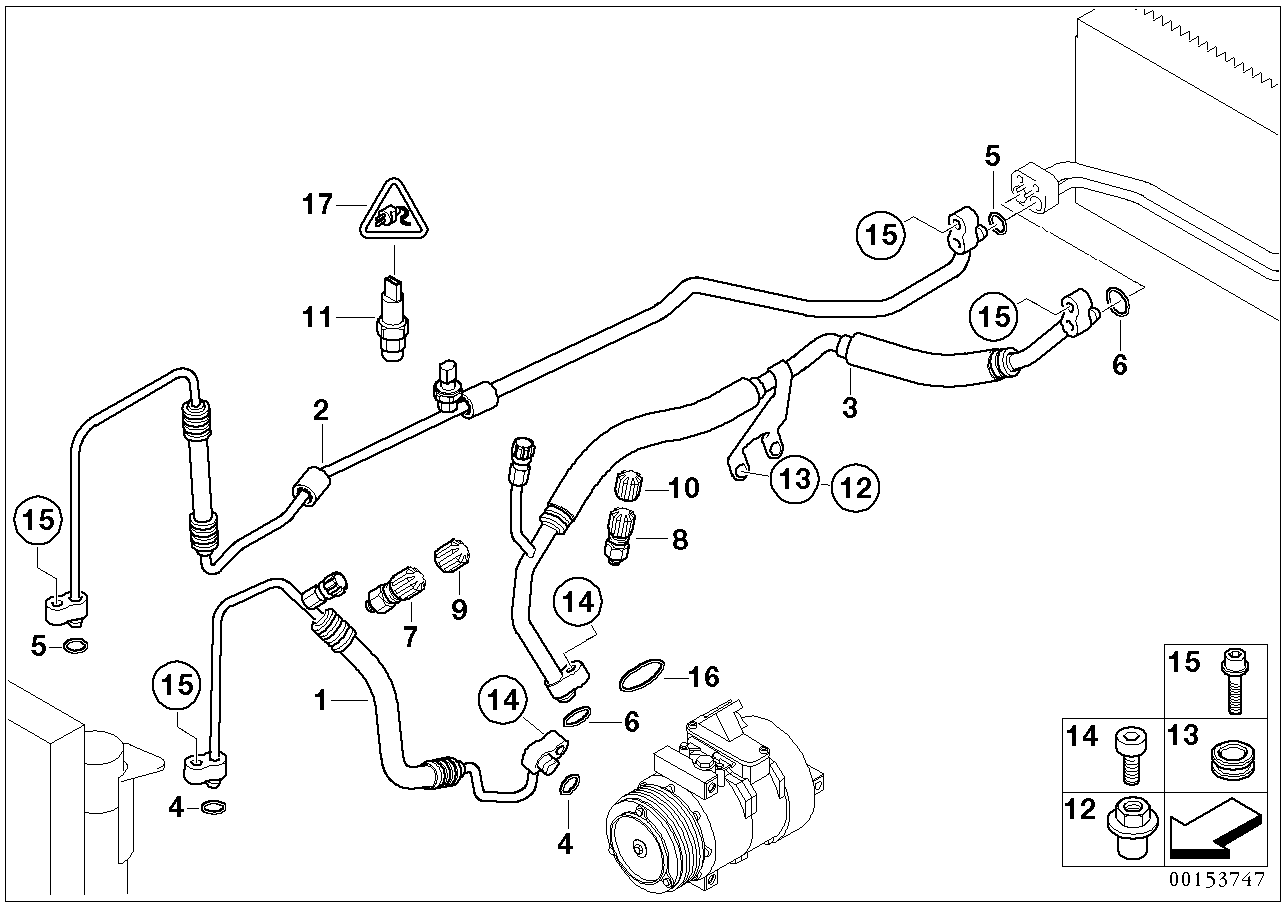BMW 64-53-8-382-180 Pressure Hose, Compressor-Condenser