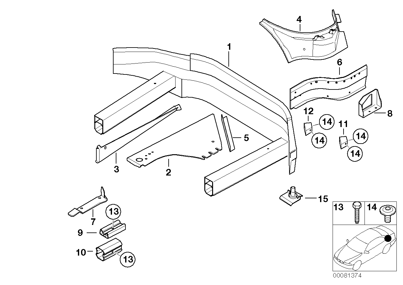 BMW 41-21-7-006-277 Left Interior Rear Silencer Bracket