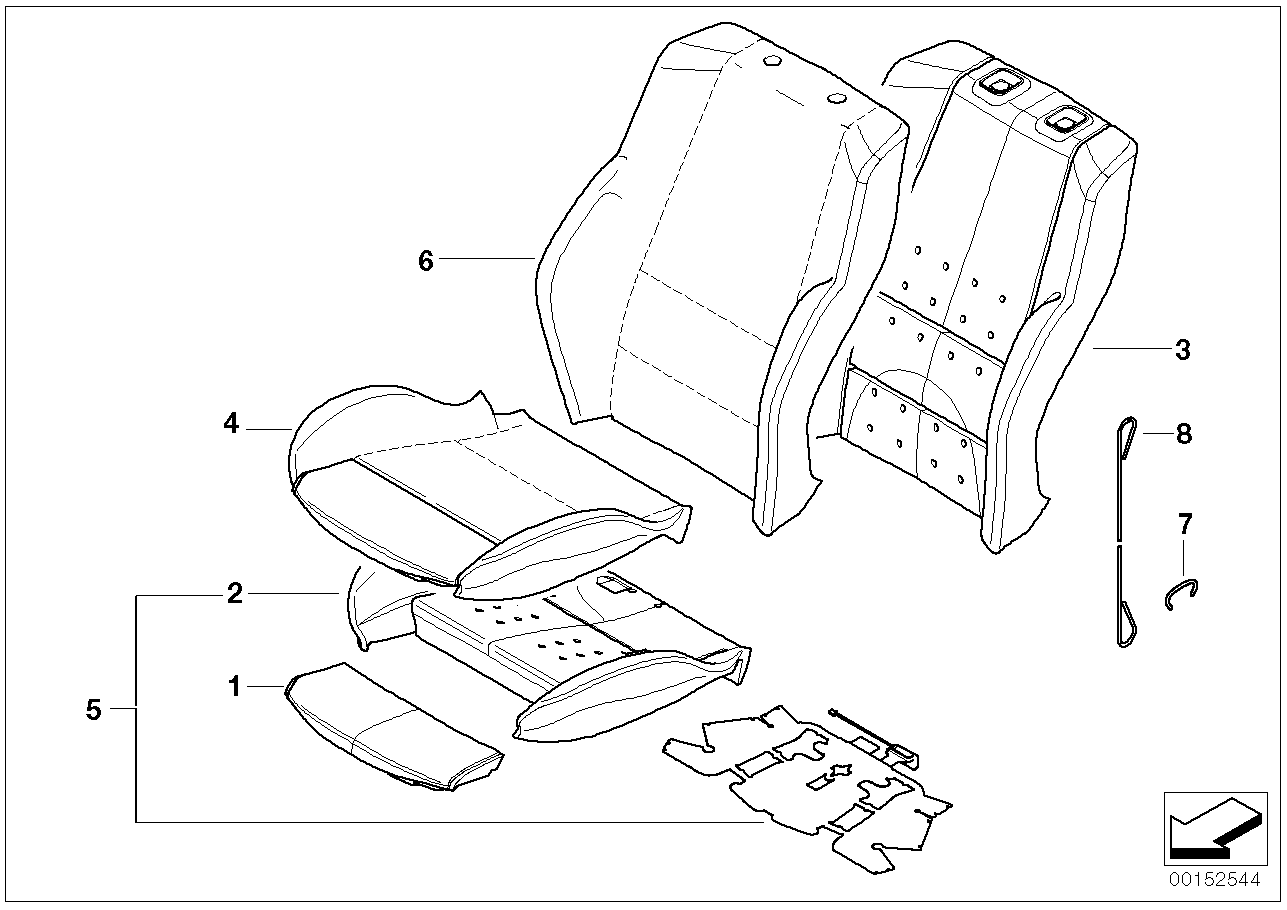 BMW 52-10-3-455-248 Sports Seat Upholstery Parts
