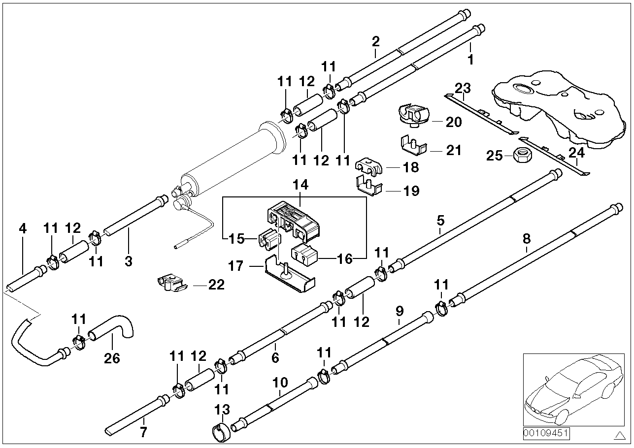 BMW 16-12-1-184-175 Rear Fuel Return Line