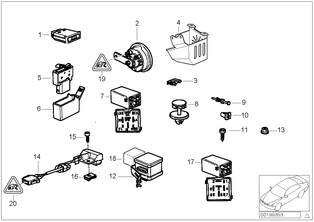 BMW 61-35-8-364-174 Starter Interlock Relay