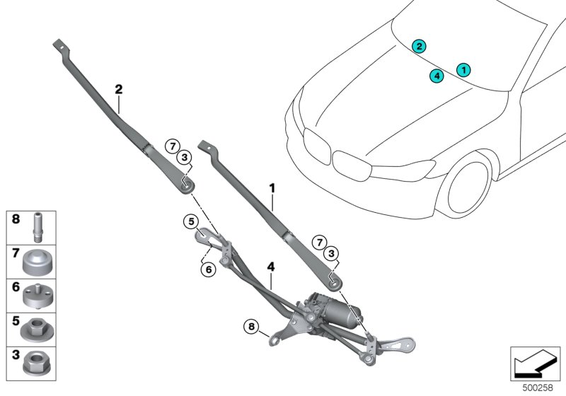BMW 61-61-9-491-439 Linkage Wiper System With Motor