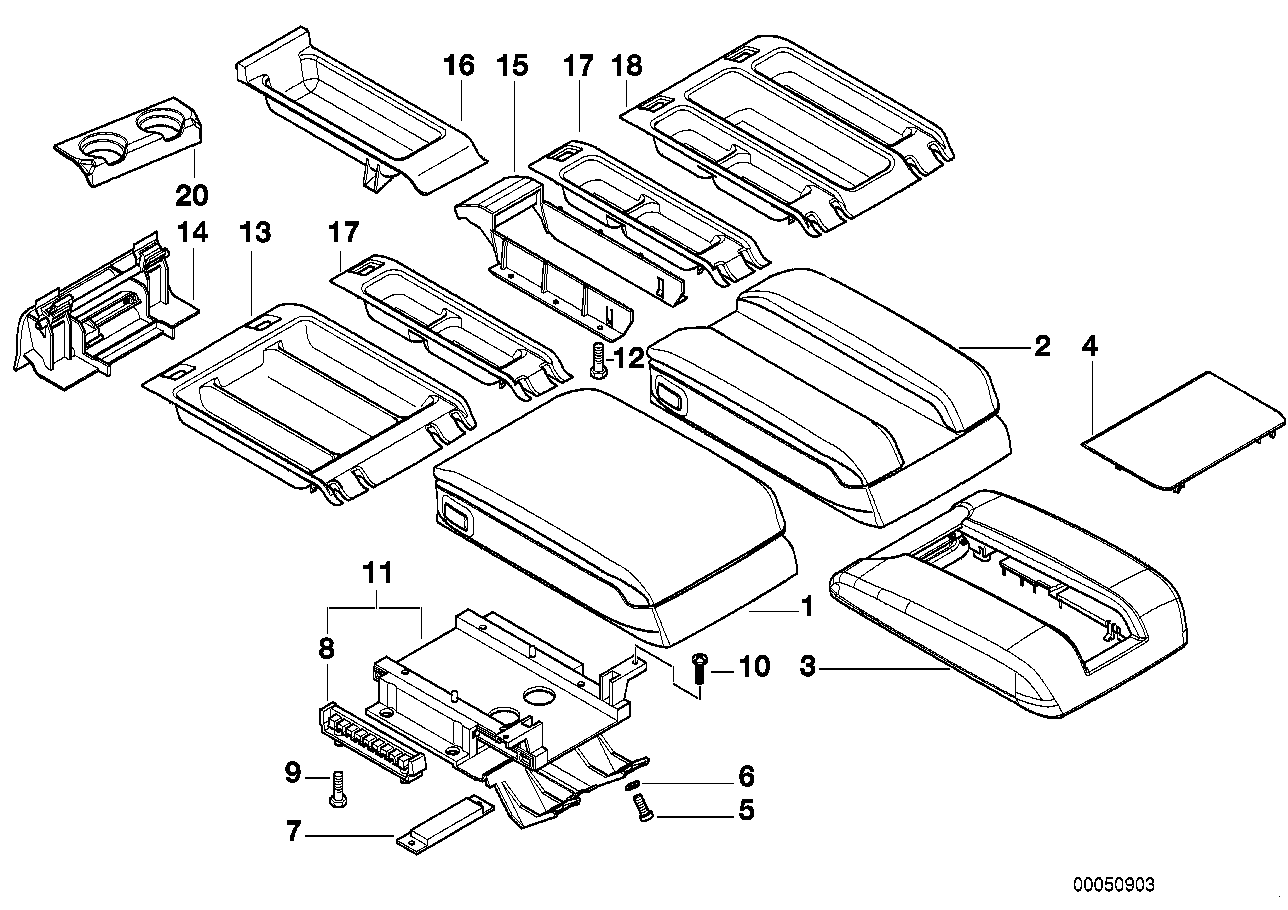 BMW 51-16-8-215-936 Centre Arm Rest For Telephone