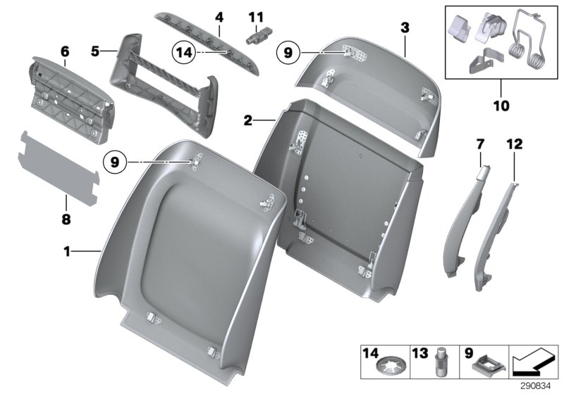 BMW 52-10-9-157-195 Clip, Backrest, Top